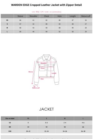 WARDEN EDGE Cropped Leather Jacket with Zipper Detail