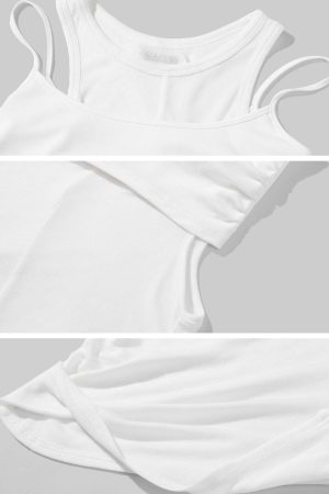 WARDEN EDGE Cutout Layered Tank Top with Asymmetric Hem