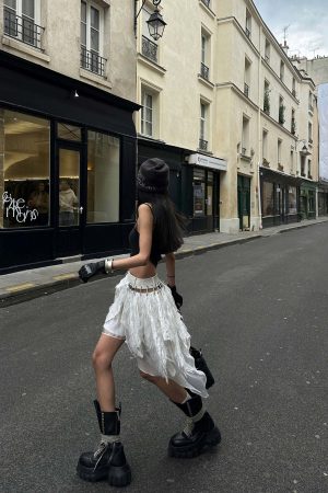 WARDEN EDGE Deconstructed Feather Fringe Skirt