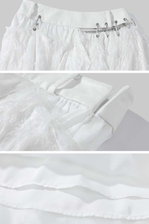 WARDEN EDGE Deconstructed Feather Fringe Skirt