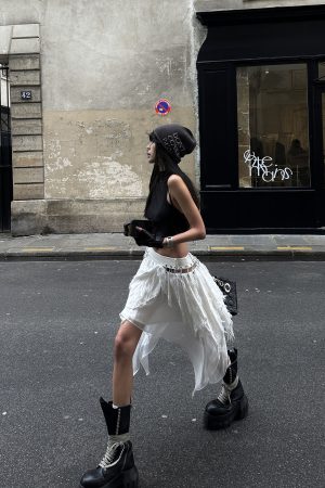 WARDEN EDGE Deconstructed Feather Fringe Skirt