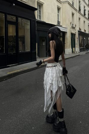 WARDEN EDGE Deconstructed Feather Fringe Skirt