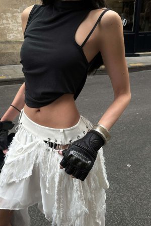 WARDEN EDGE Deconstructed Feather Fringe Skirt