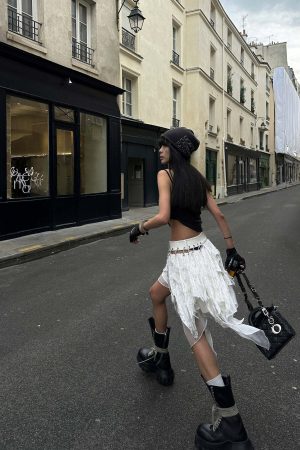 WARDEN EDGE Deconstructed Feather Fringe Skirt