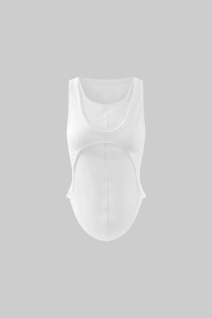 WARDEN EDGE Deconstructed Layered Tank Top with Cutout Back Design