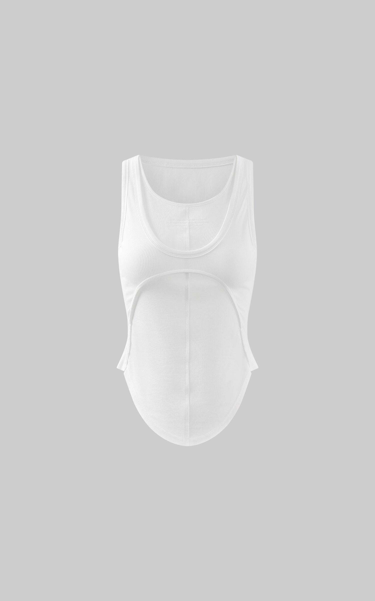 WARDEN EDGE Deconstructed Layered Tank Top with Cutout Back Design WARDEN EDGE Deconstructed Layered Tank Top with Cutout Back Design