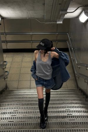 WARDEN EDGE Denim Layered Set – Jacket, Shorts & Tank