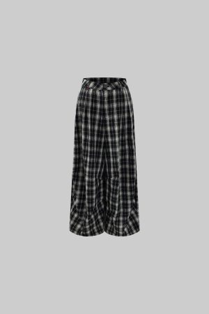 WARDEN EDGE Distorted Plaid Wide-Leg Trousers