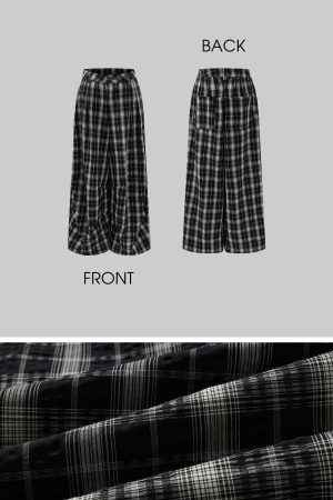 WARDEN EDGE Distorted Plaid Wide-Leg Trousers