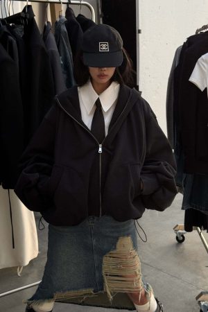 WARDEN EDGE Distressed Denim Midi Skirt with Asymmetrical Hem