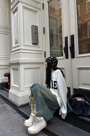 WARDEN EDGE Distressed Denim Skirt with Deconstructed Hem and Vintage Washed Edge