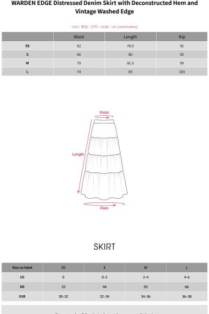 WARDEN EDGE Distressed Denim Skirt with Deconstructed Hem and Vintage Washed Edge