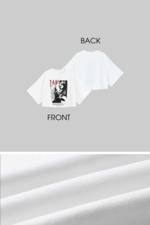 WARDEN EDGE Distressed Portrait Graphic Oversized Cropped Tee