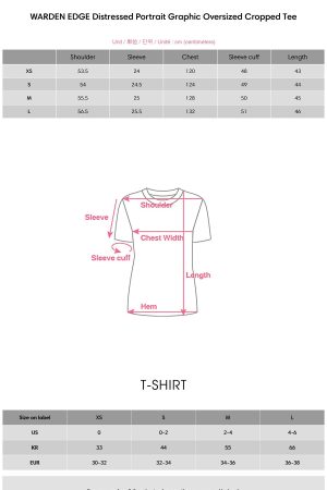 WARDEN EDGE Distressed Portrait Graphic Oversized Cropped Tee