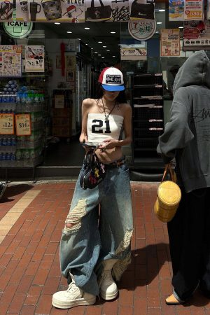 WARDEN EDGE Distressed Wide-Leg Denim Pants