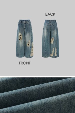 WARDEN EDGE Distressed Wide-Leg Denim Pants