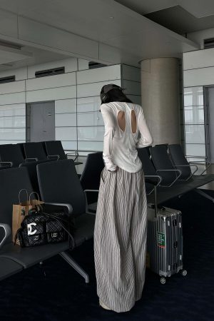 WARDEN EDGE Drawstring Wide Stripe Pants in Washed Linen