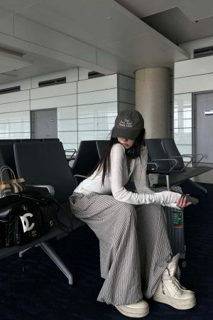 WARDEN EDGE Drawstring Wide Stripe Pants in Washed Linen