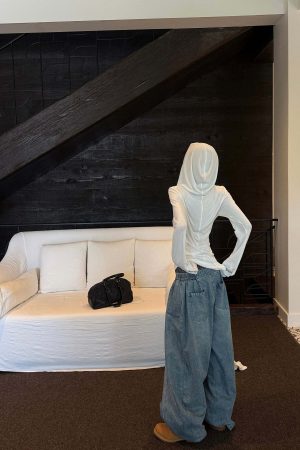 WARDEN EDGE Elastic Waist Wide Leg Denim Pants