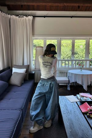 WARDEN EDGE Elastic Waist Wide Leg Denim Pants