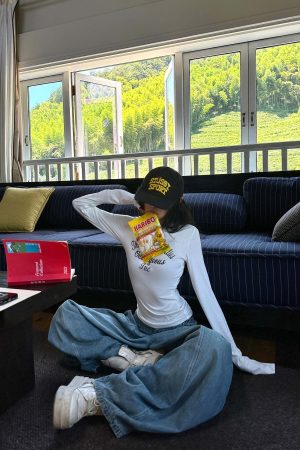 WARDEN EDGE Elastic Waist Wide Leg Denim Pants