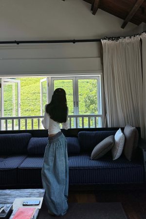 WARDEN EDGE Elastic Waist Wide Leg Denim Pants