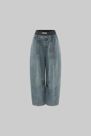 WARDEN EDGE Elastic Waist Wide Leg Denim Pants