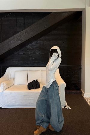 WARDEN EDGE Elastic Waist Wide Leg Denim Pants