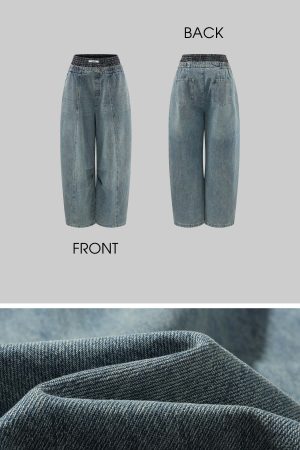 WARDEN EDGE Elastic Waist Wide Leg Denim Pants