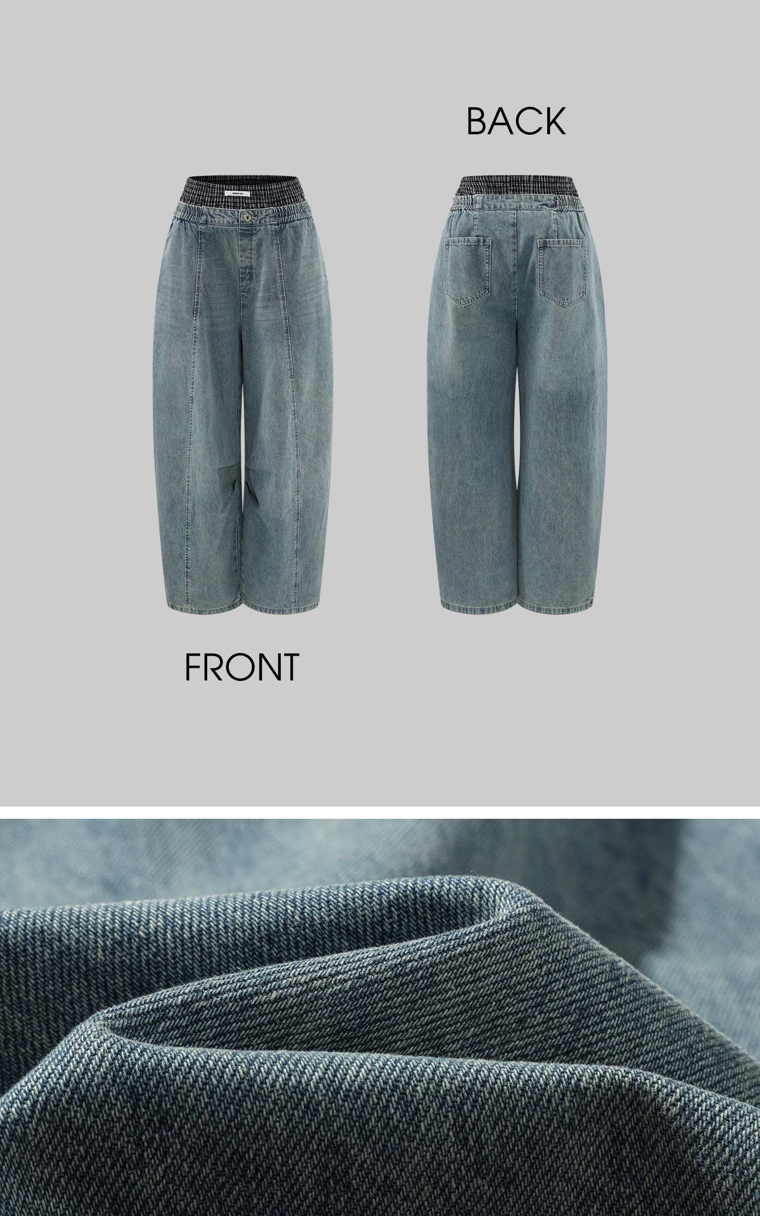 WARDEN EDGE Elastic Waist Wide Leg Denim Pants WARDEN EDGE Elastic Waist Wide Leg Denim Pants