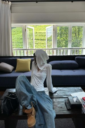 WARDEN EDGE Elastic Waist Wide Leg Denim Pants