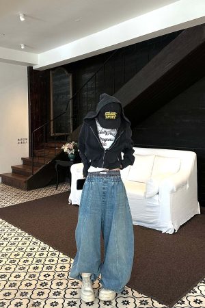 WARDEN EDGE Elastic Waist Wide Leg Denim Pants