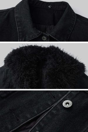 Warden Edge Faux Fur Trimmed Denim Jacket