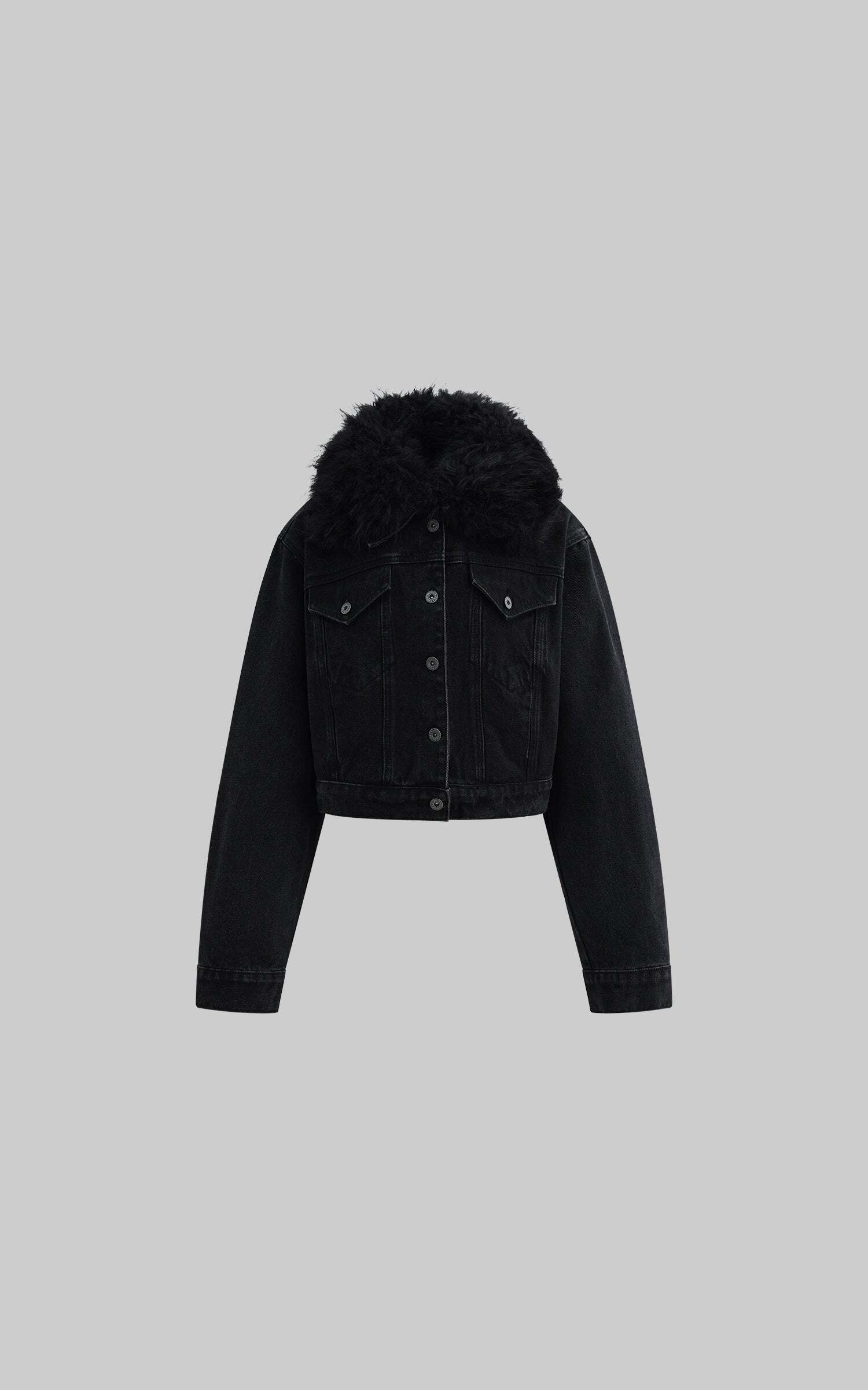 Warden Edge Faux Fur Trimmed Denim Jacket Warden Edge Faux Fur Trimmed Denim Jacket