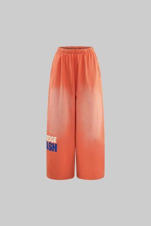 WARDEN EDGE Gradient Wide-Leg Pants with Bold Print