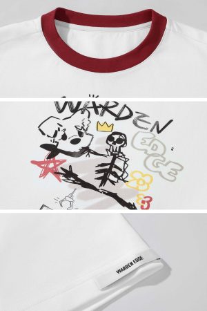 WARDEN EDGE Graffiti Puppy Graphic Cropped Tee
