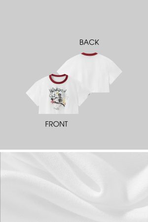 WARDEN EDGE Graffiti Puppy Graphic Cropped Tee