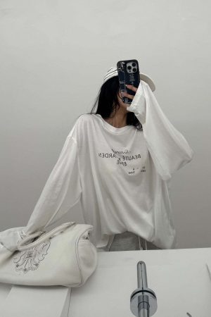 WARDEN EDGE Graphic Print Long Sleeve T-Shirt Minimal Streetwear Style