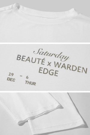 WARDEN EDGE Graphic Print Long Sleeve T-Shirt Minimal Streetwear Style