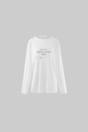 WARDEN EDGE Graphic Print Long Sleeve T-Shirt Minimal Streetwear Style