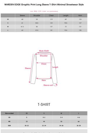 WARDEN EDGE Graphic Print Long Sleeve T-Shirt Minimal Streetwear Style