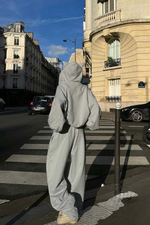 WARDEN EDGE Grey-Blue Hoodie Sweatpants Set