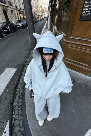 WARDEN EDGE Grey-Blue Hoodie Sweatpants Set