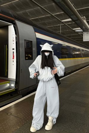 WARDEN EDGE Grey-Blue Hoodie Sweatpants Set