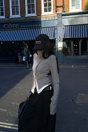 WARDEN EDGE High Neck Layered Effect Long-Sleeve Top