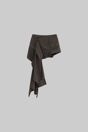 WARDEN EDGE Irregular Plaid A-Line Skirt