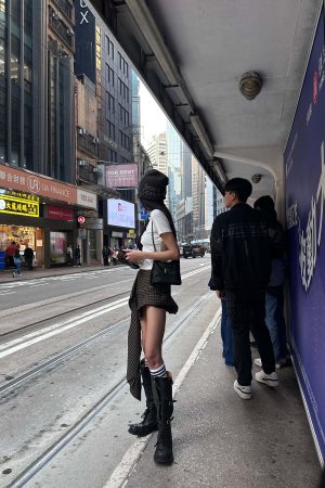 WARDEN EDGE Irregular Plaid A-Line Skirt