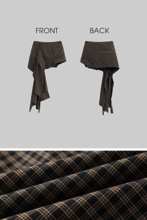 WARDEN EDGE Irregular Plaid A-Line Skirt