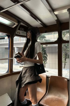 WARDEN EDGE Irregular Plaid A-Line Skirt