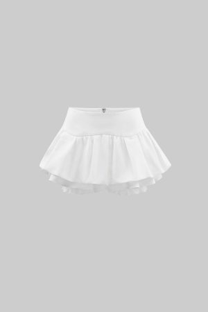 WARDEN EDGE Lace Trim Layered Mini Skirt